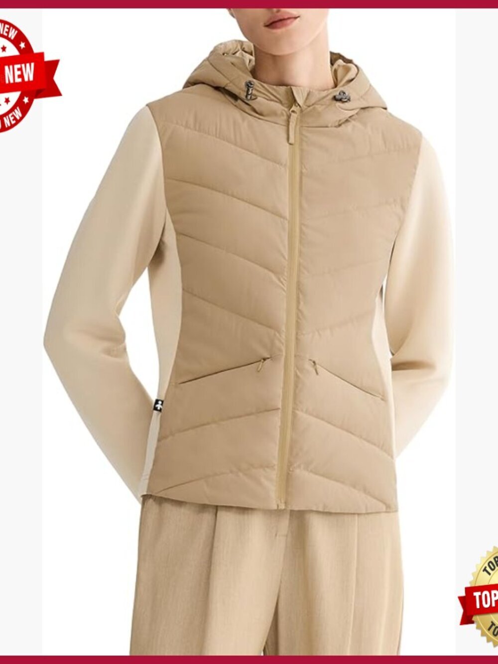 Lightweight Hooded Quilted Puffer Jacket Zip Up Water Repellent Active